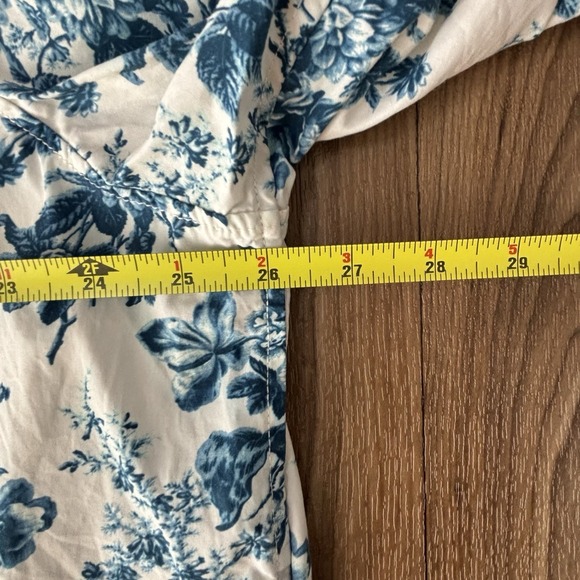 GAP x LoveShackFancy Top XL Button Down Cropped Boxy Floral Romantic Blue White - Picture 14 of 16